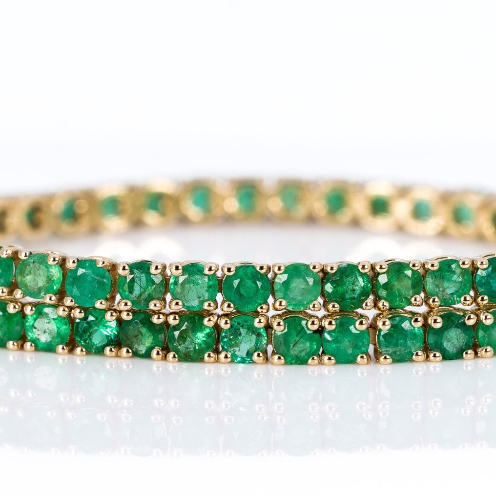 Sin precio de reserva - Pulsera - 14 quilates Oro amarillo - 3.36ct. tw. Esmeralda - IGI #1.0