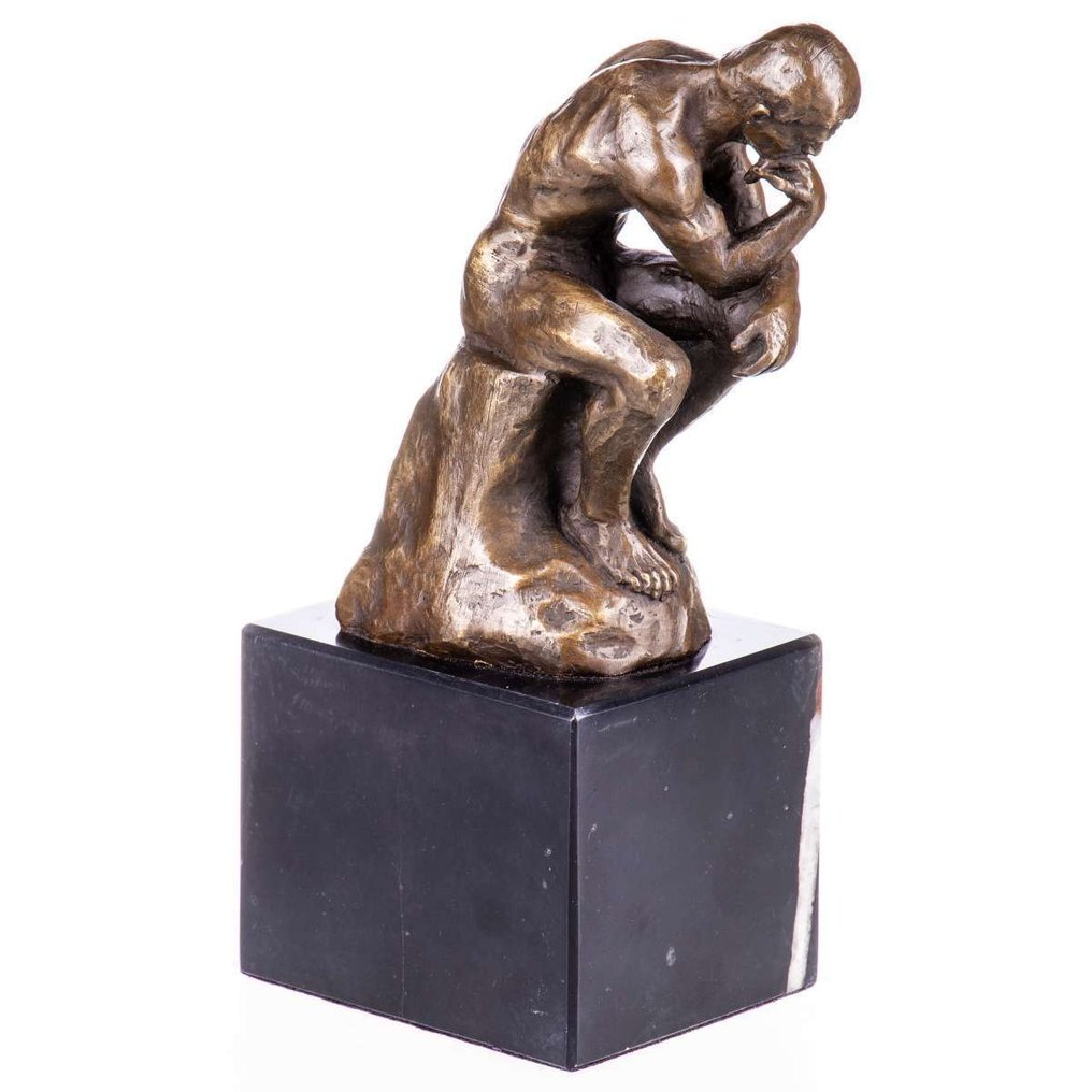小雕像 - Bronzefigur "Der Denker" nach Rodin - 青銅色, 大理石 #2.1