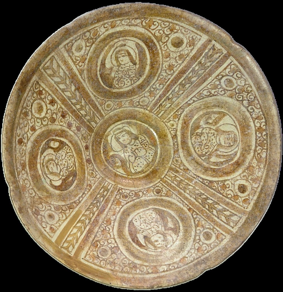 Ισλαμική Μεσαιωνική λεκάνη Kashan με λαμπερό φινίρισμα #1.0