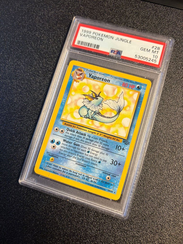 Pokémon - 1 Graded card - Vaporeon #28 - PSA 10 - WOTC - Jungle #2.1