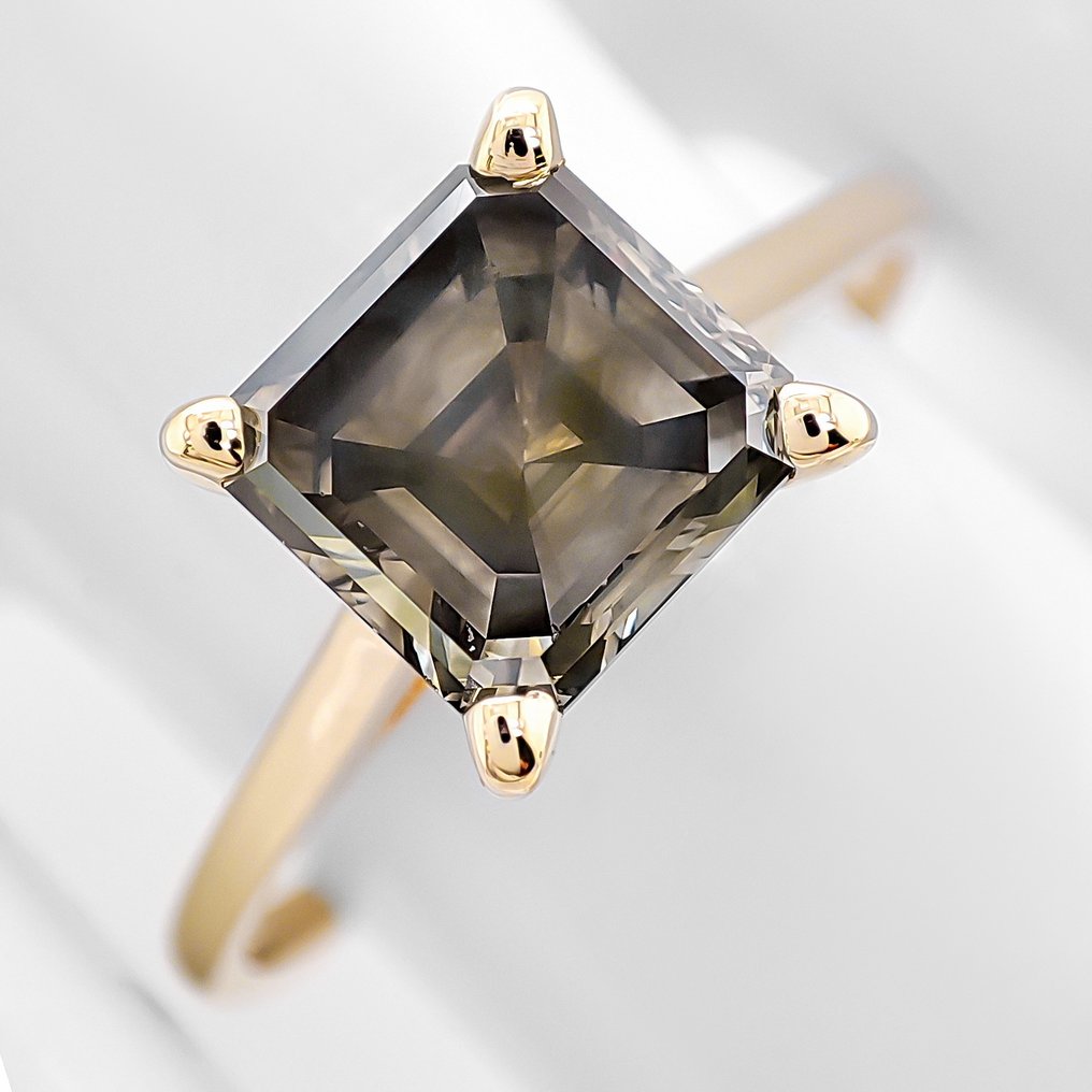 Fără preț de rezervă - Inel - 14 ct. Aur galben -  1.53ct. tw. Diamant (Colorat natural) - Certificat IGI #1.0