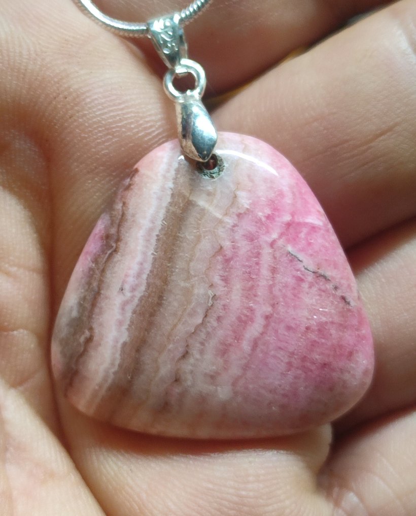 Incrível e Muito Bonito Pingente de Rodochrosita em Colar de Prata 925 com frete grátis. - Colar com pingente #3.2