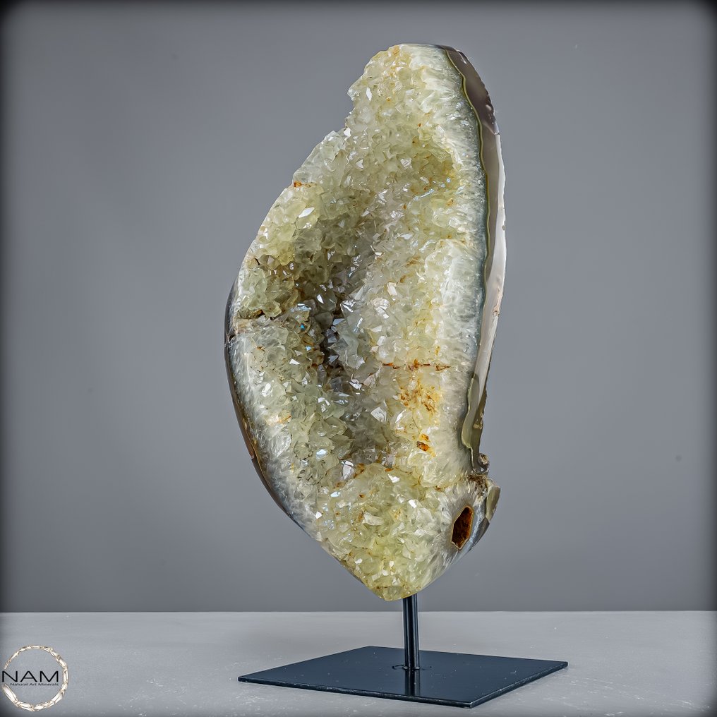 Φυσική διαφανής Prasiolith και Achat σε δίσκο πάνω σε βάση από την Ουρουγουάη. Ένα σπάνιο αριστούργημα της φύσης (3,7 kg)- 3721.57 g #4.3