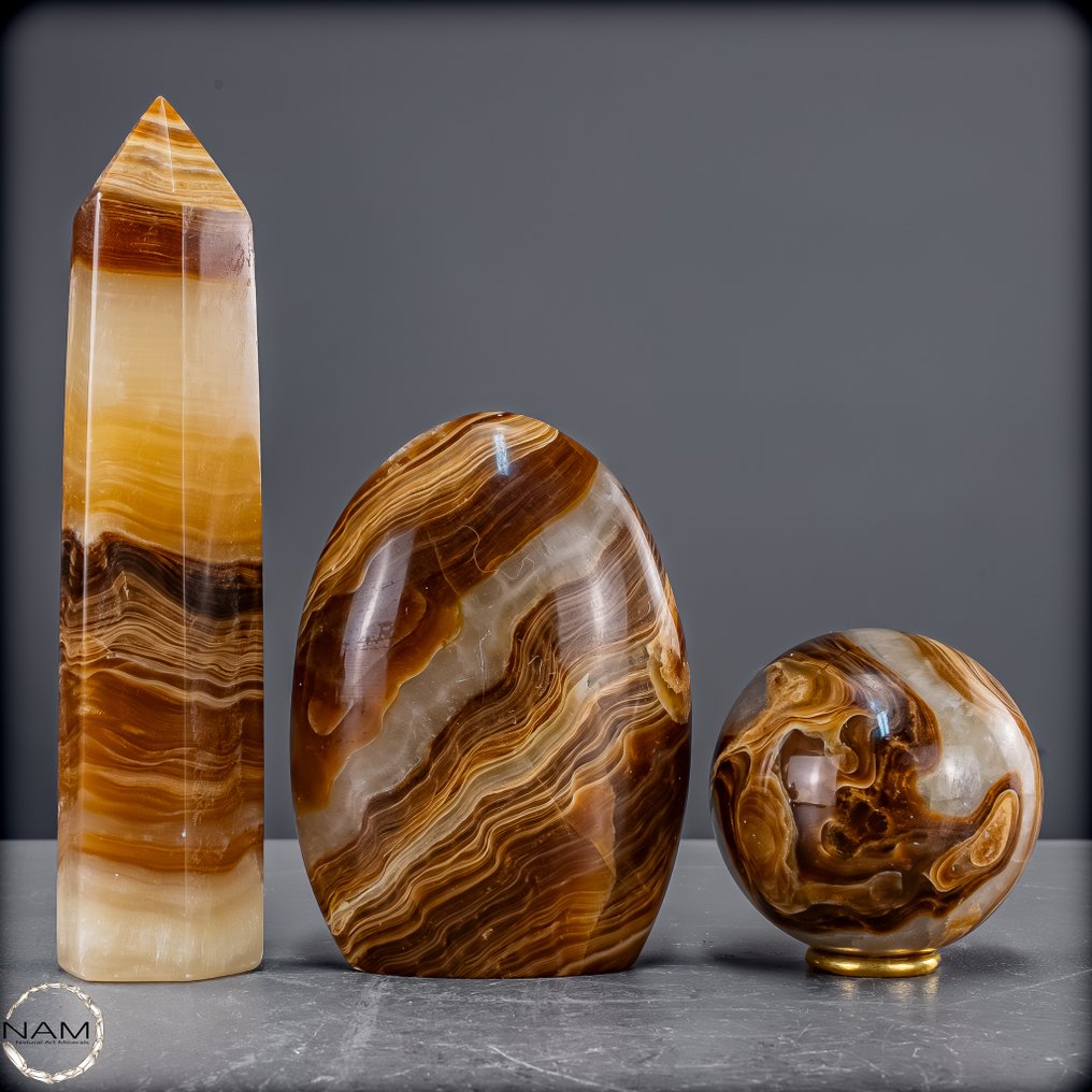 来自巴基斯坦的天然角闪石套装 优雅与脚踏实地的多样形式- 1464.38 g - (3) #1.0