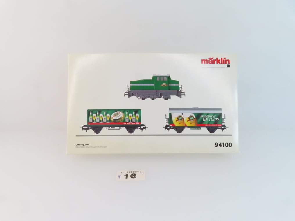 Märklin H0 - 94100 - Togsett (1) - 3-delige treinset "Guterzug DAB" med DHG-rangeerlokomotief, lukket vogn og containerdraagwagen - Privaat, DAB #4.3