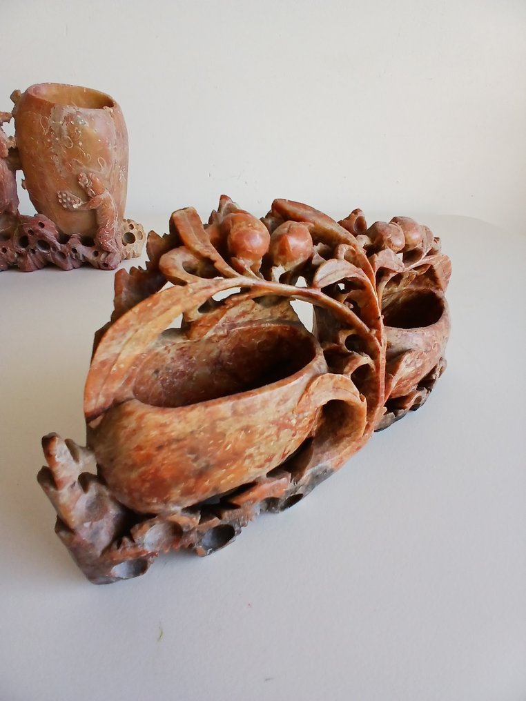 No reserve price! - Tintenfass  (3) - Speckstein #2.1