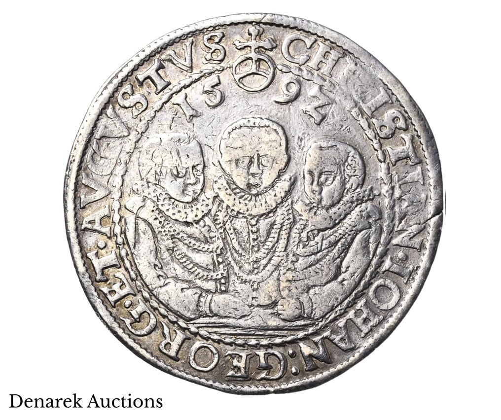 Itävalta. Christian II, Johann Georg I, and August (1591-1611). Thaler (taler) 1592 - HB, Dresden #2.1