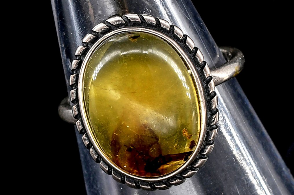 Υψηλής ποιότητας φυσικό βαλτικό κεχριμπάρι δαχτυλίδι από ασήμι 925 - Ύψος: 15 mm - Πλάτος: 11 mm- 2 g #1.0