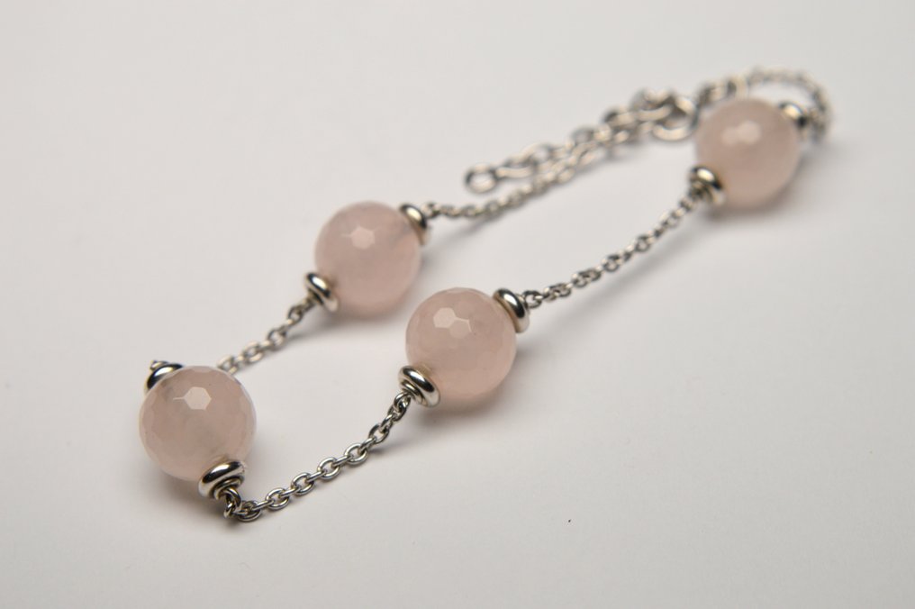 Prata 925 - Bracelete - Quartzo Rosa #1.0
