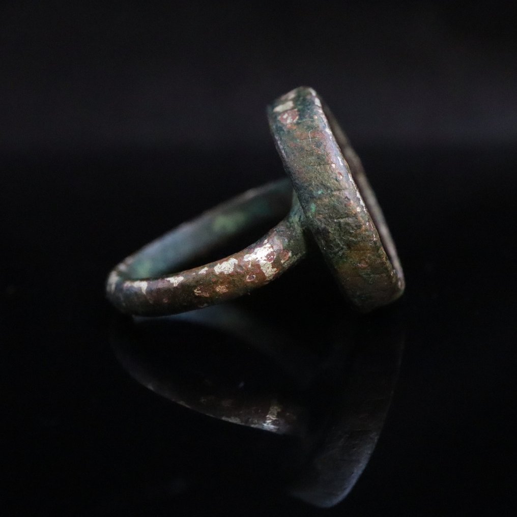 Byzantinsk Sølv Ring - med rød glasramme  (Ingen mindstepris) #3.2