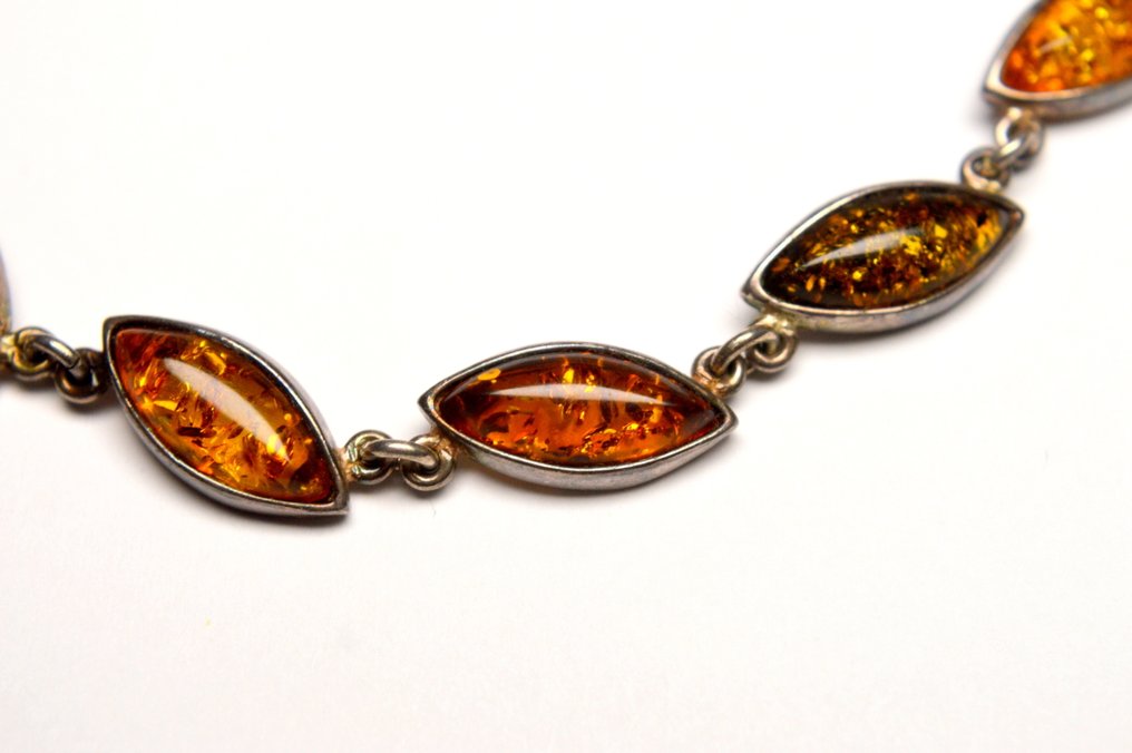 琥珀 - 925纯银 - 手鈪 - 天然波罗的海琥珀 #1.0