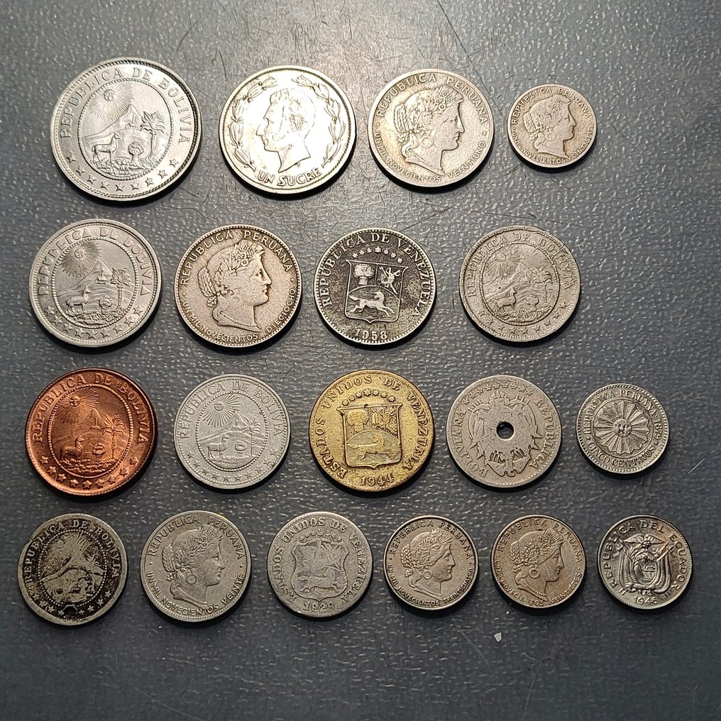 Sudamérica. Lote de 19 monedas  (Senza prezzo di riserva) #1.0