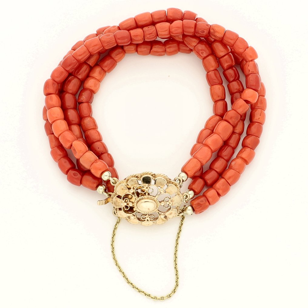 Βραχιόλι - 14 καράτια Κίτρινο χρυσό Κοράλλι αίματος #3.2