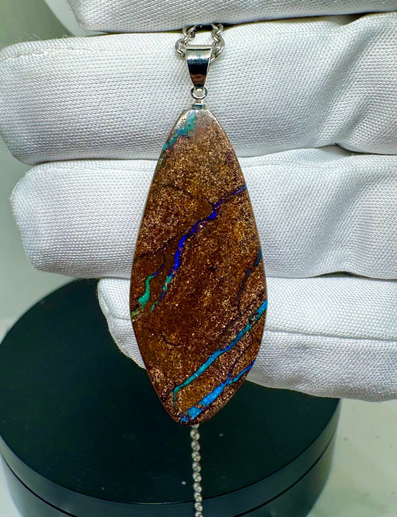 蛋白石 吊墜 - 高度: 51 mm - 闊度: 19 mm- 6.49 g - (1) #1.0