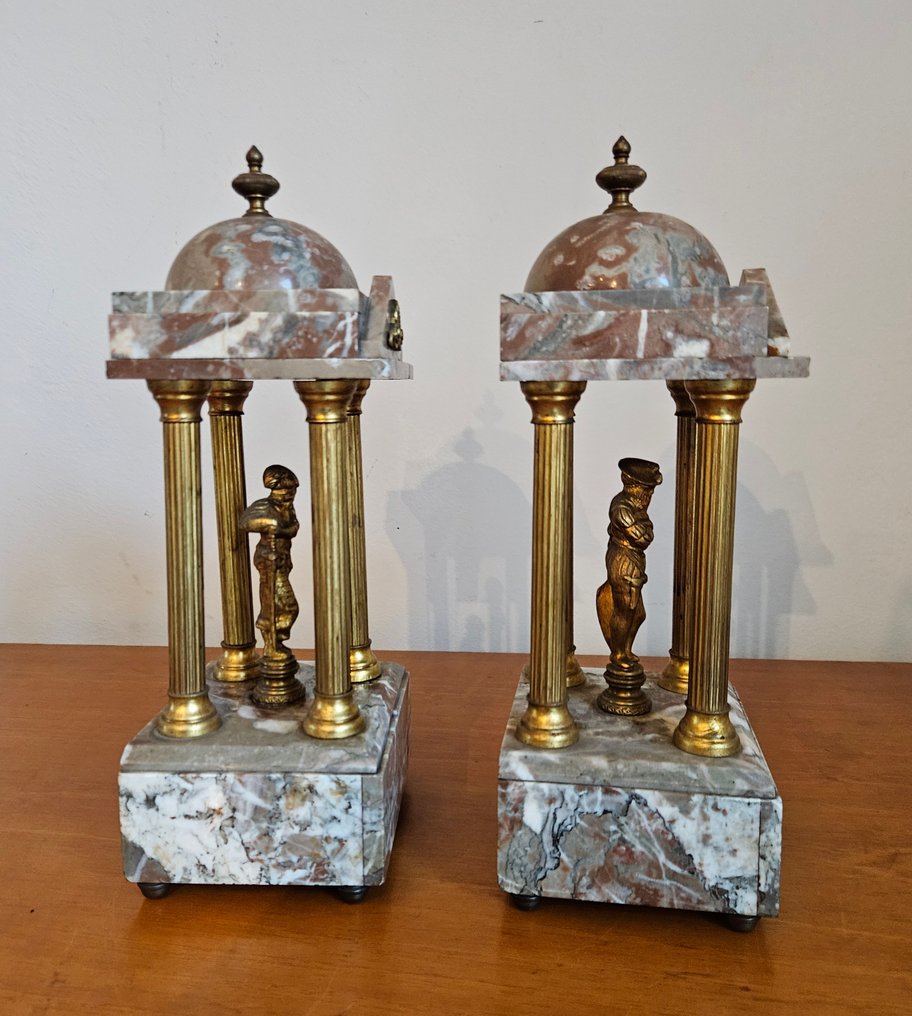 Bokstöd (2) - tempel - Marmor, Förgylld brons #3.2