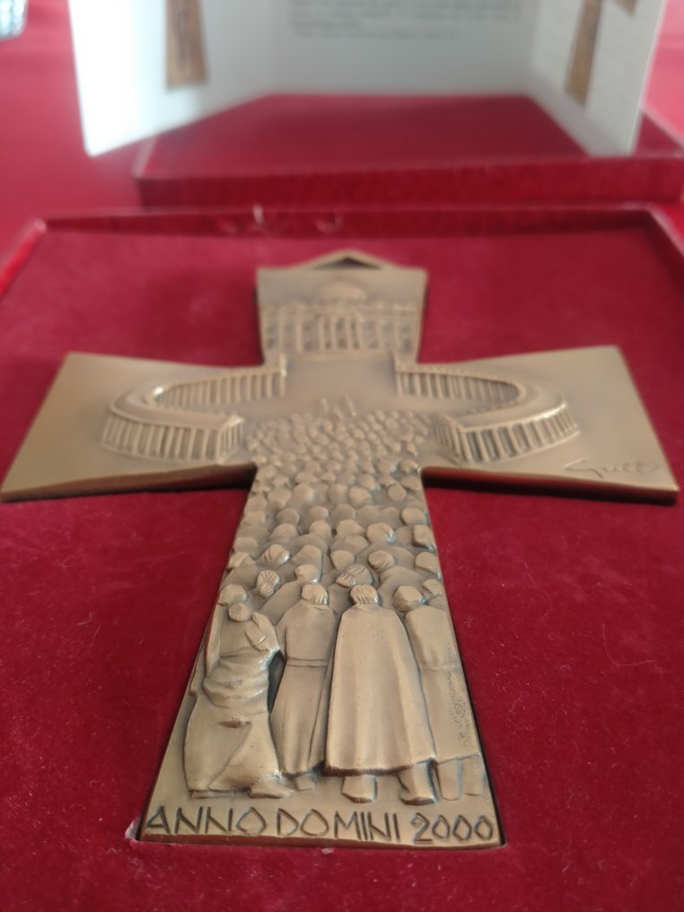 圣保罗 - 安杰洛·格里利（1932-2015） - 朝圣十字架 - 圣年2000 - 青銅色 - 1990-2000 #3.2