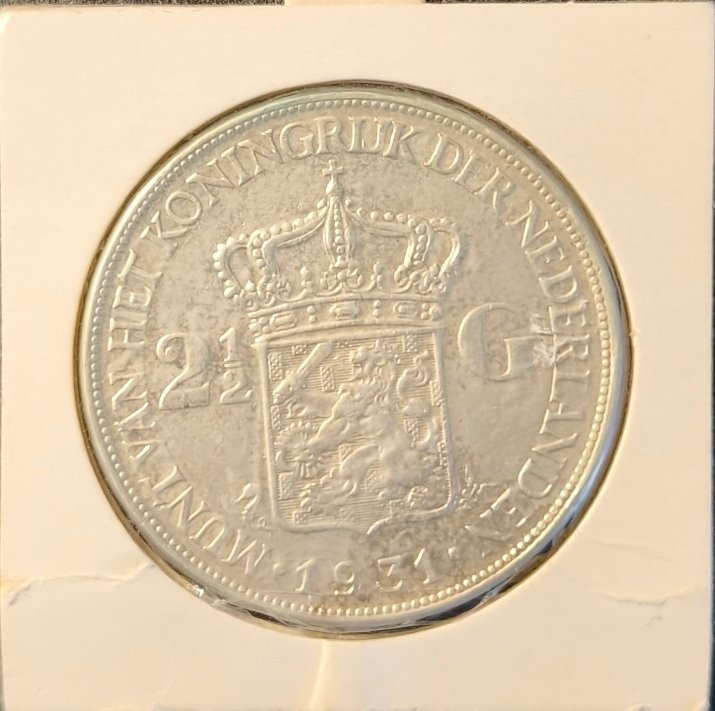 荷蘭. Wilhelmina. 2 1/2 Gulden 1931  (沒有保留價) #1.0