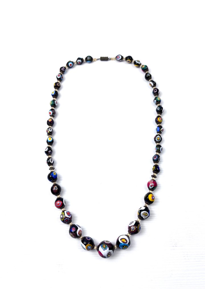 穆拉诺米勒菲奥里玻璃 - 金属 - 頸鏈 #1.0