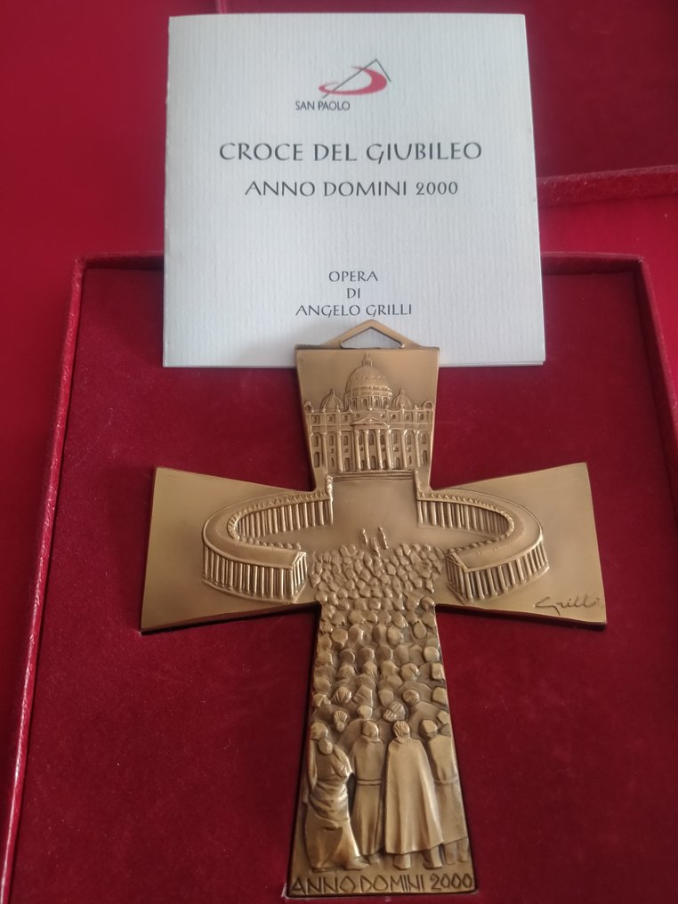 圣保罗 - 安杰洛·格里利（1932-2015） - 朝圣十字架 - 圣年2000 - 青銅色 - 1990-2000 #1.0