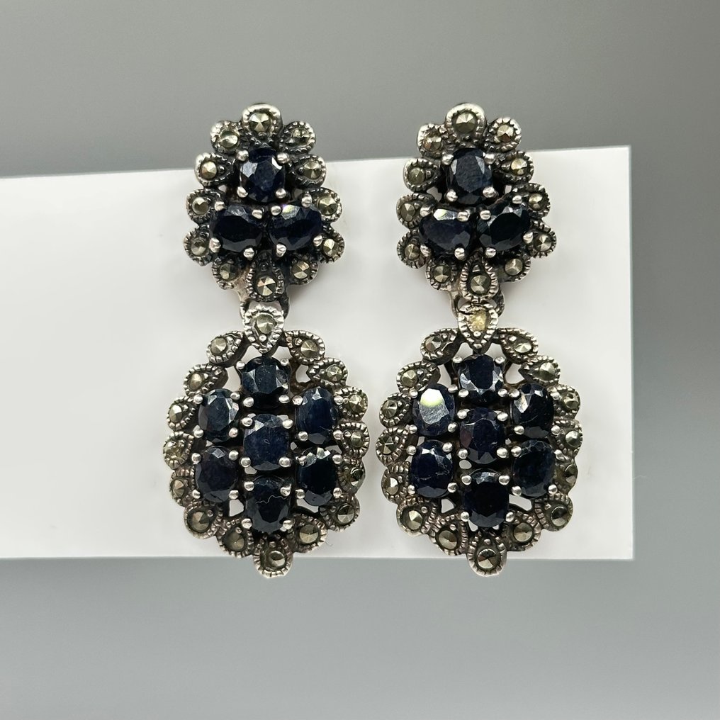 Ohne mindestpreis - Ohrringe Silber Saphir #2.1