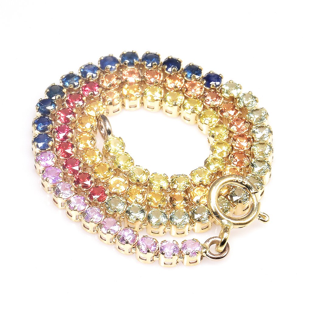 χωρίς τιμή ασφαλείας - Βραχιόλι - 14 καράτια Κίτρινο χρυσό -  2.27ct. tw. Ζαφείρι - Πιστοποιητικό GFCO #1.0