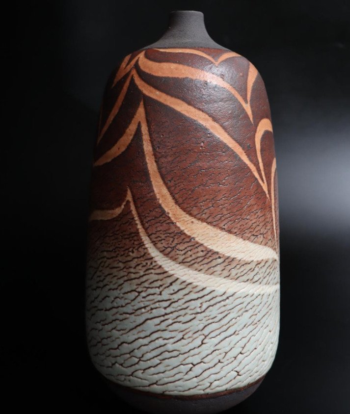 Κόκκινο Βάζο Shino - Κομψό Παραδοσιακό Κεραμικό Βάζο - Κεραμικό - 玉置保夫 Tamaoki Yasuo (1941-) - Ιαπωνία - 1900-2000 #1.0