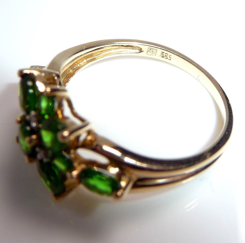 Δαχτυλίδι - 14 καράτια Κίτρινο χρυσό -  0.72ct. tw. Διαμάντι (Φυσικό)  - Χαλαζίας - Chromdiopsid #3.2