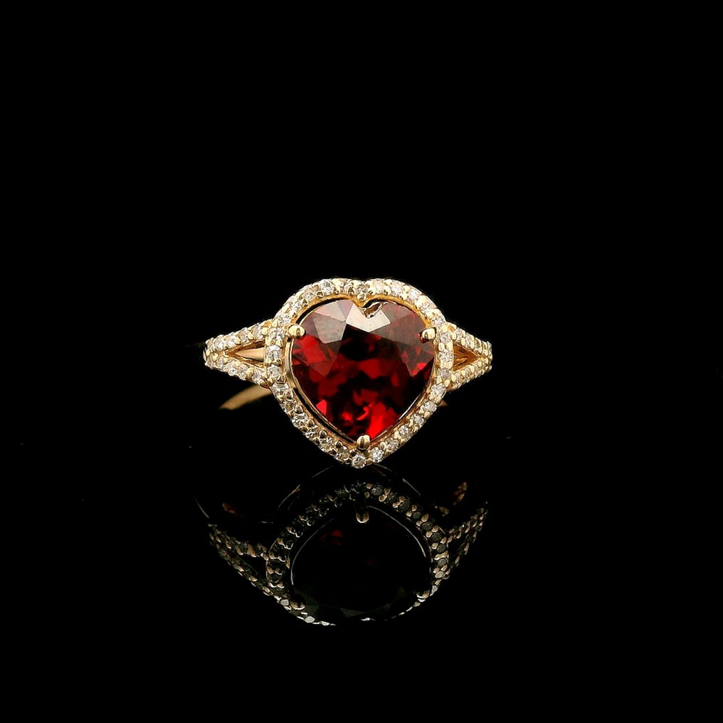 没有保留价 - 戒指 - 14K包金 黄金 -  2.38ct. tw. 石榴石 - 钻石 #3.2