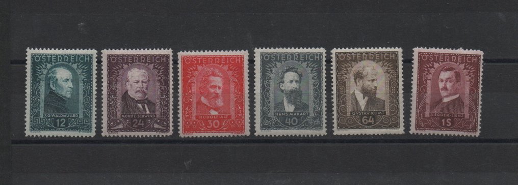 奧地利 1932/1932 - 一战时期第一共和国的画家系列，非常漂亮的一幅，状态极佳，未使用过，边缘完好。 - Katalognummer 545-550 #1.0