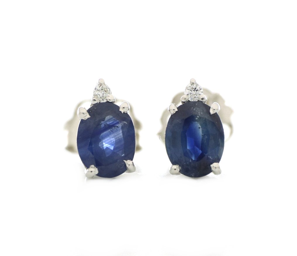 χωρίς τιμή ασφαλείας - Σκουλαρίκια - 18 καράτια Λευκός χρυσός - 0.80ct. tw. Ζαφείρι - Διαμάντι #4.3