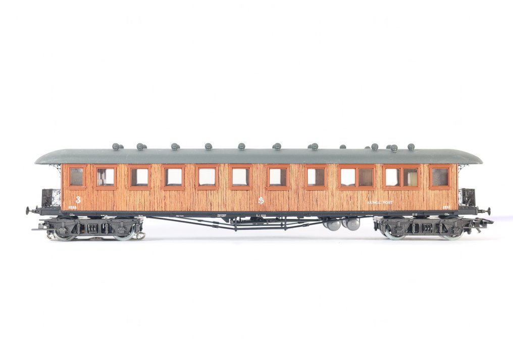 Märklin H0 - uit set 2870 - Επιβατικό τρένο μοντελισμού (1) - Ξύλινο επιβατικό βαγόνι 3ης τάξης με φωτισμό. - SJ #2.1