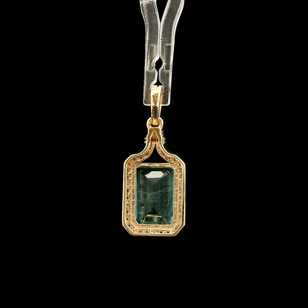 沒有保留價 - 墜飾 - 14 克拉 黃金 -  1.64ct. tw. 祖母綠 - 鉆石 #3.2