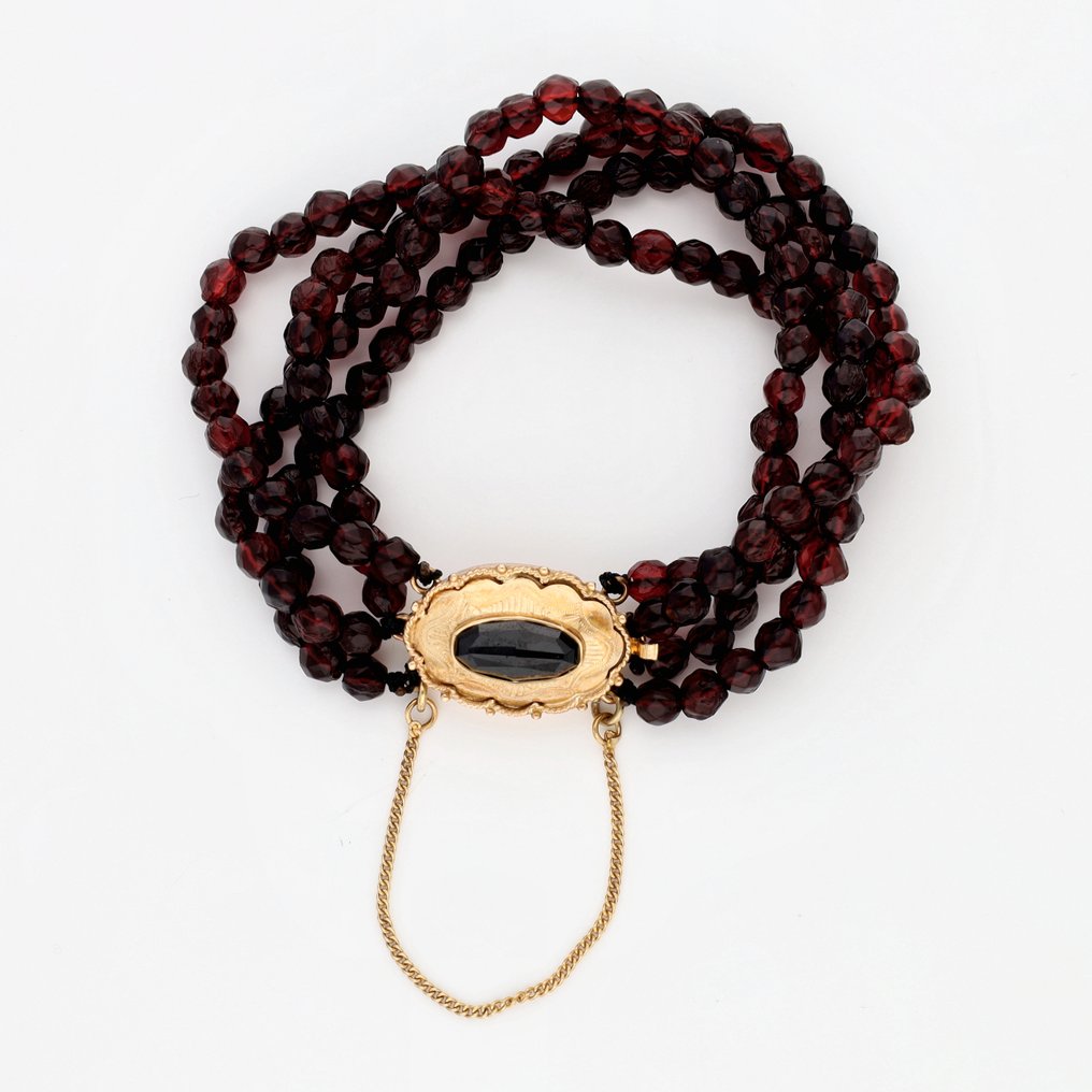 Armbånd - 14 karat Gulguld - Granat #4.3