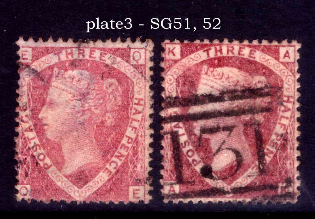 Μεγάλη Βρετανία 1870/1874 - σετ πιάτων και σκιάδων - Stanley Gibbons 51/52 #3.2