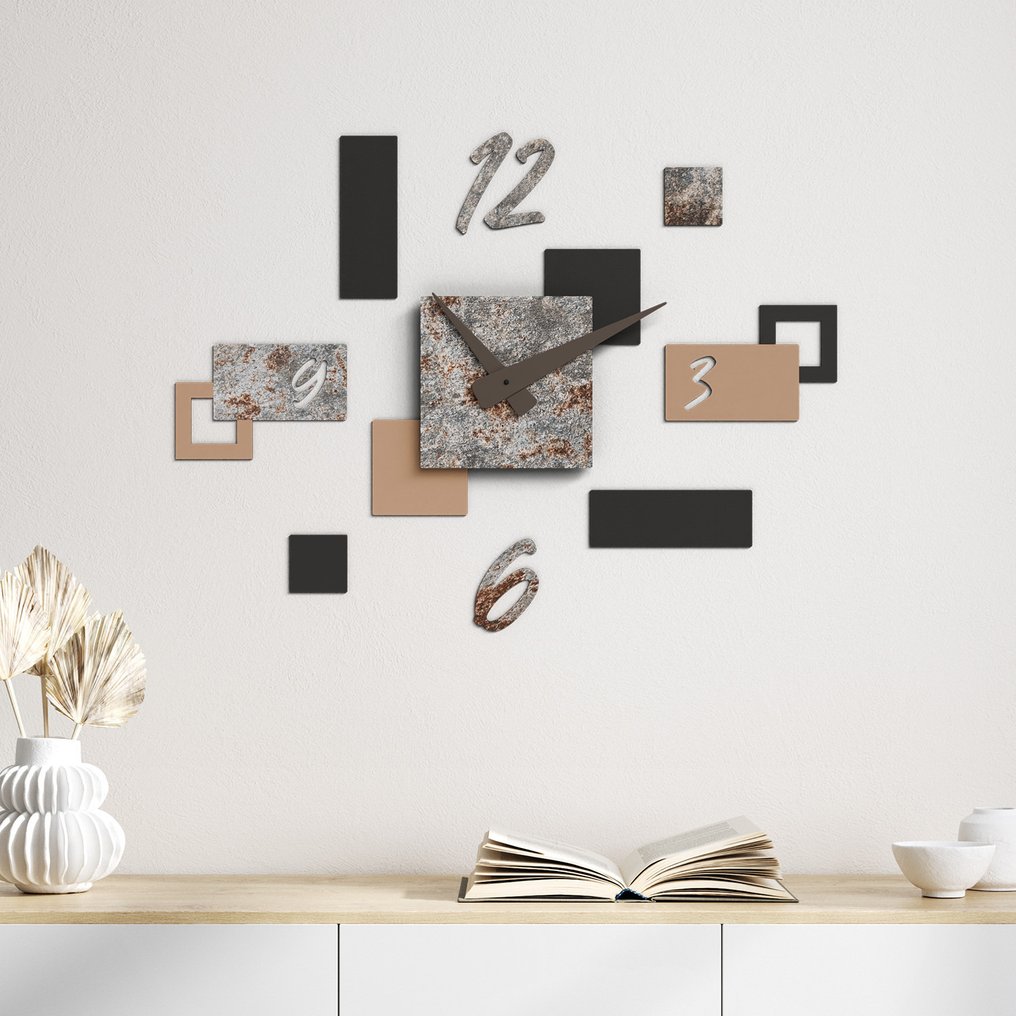 Väggklocka - GIallobus -  Samtida Trä - 2024 - Stone-klocka #2.1