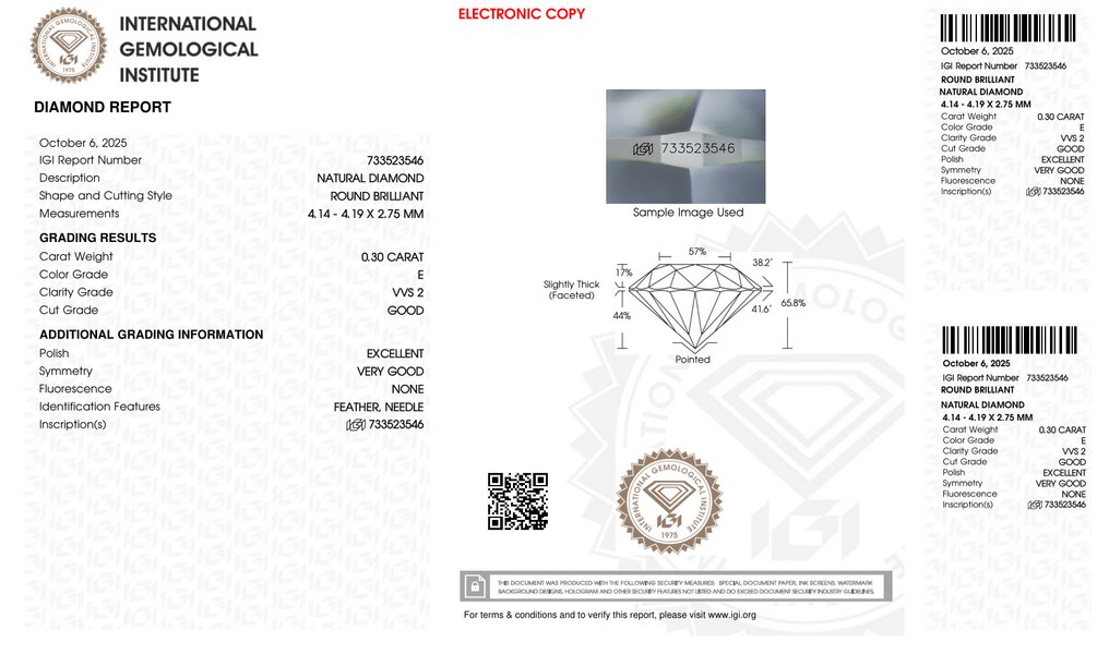 没有保留价 - 2 pcs 钻石 (天然) - 0.60 ct - 圆形 - E - VVS2 极轻微内含二级 - 美国宝石研究院(GIA) - + (IGI) *匹配对* #4.3