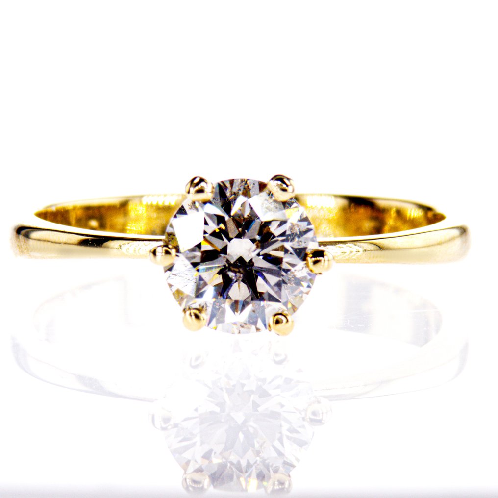 沒有保留價 - 訂婚戒指 - 14 克拉 黃金 - 1.02ct. tw. 鉆石 (天然彩色) #1.0