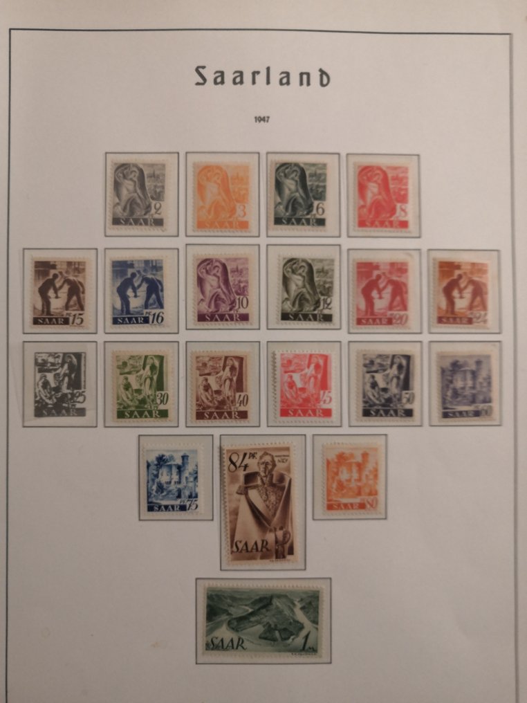 萨尔 1947/1959 - 丰富的 / MNH 部分收藏，整理在表格纸上 #1.0