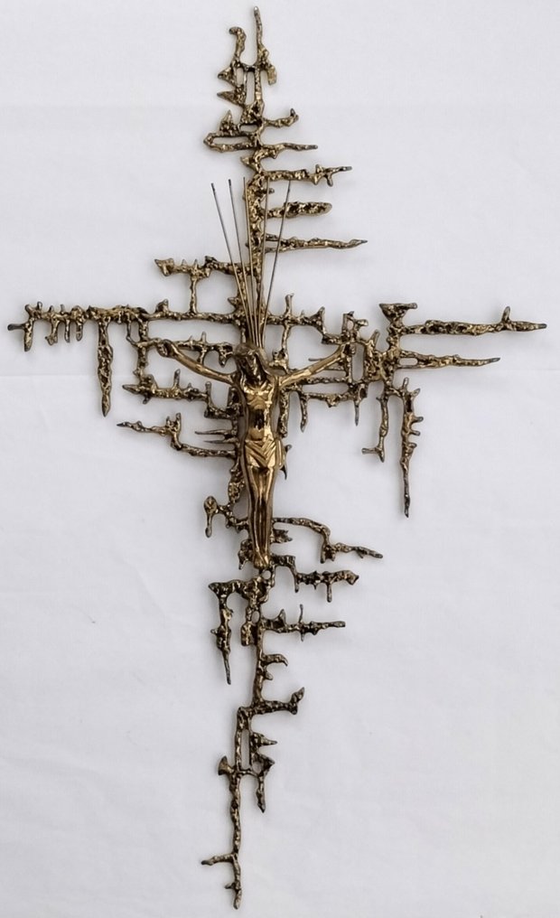 Inspirada de Salvador Dalí - Γλυπτό, Cristo de San Juan - 75 cm - Χυτός χρυσός μπρούντζος - 1970 #1.0