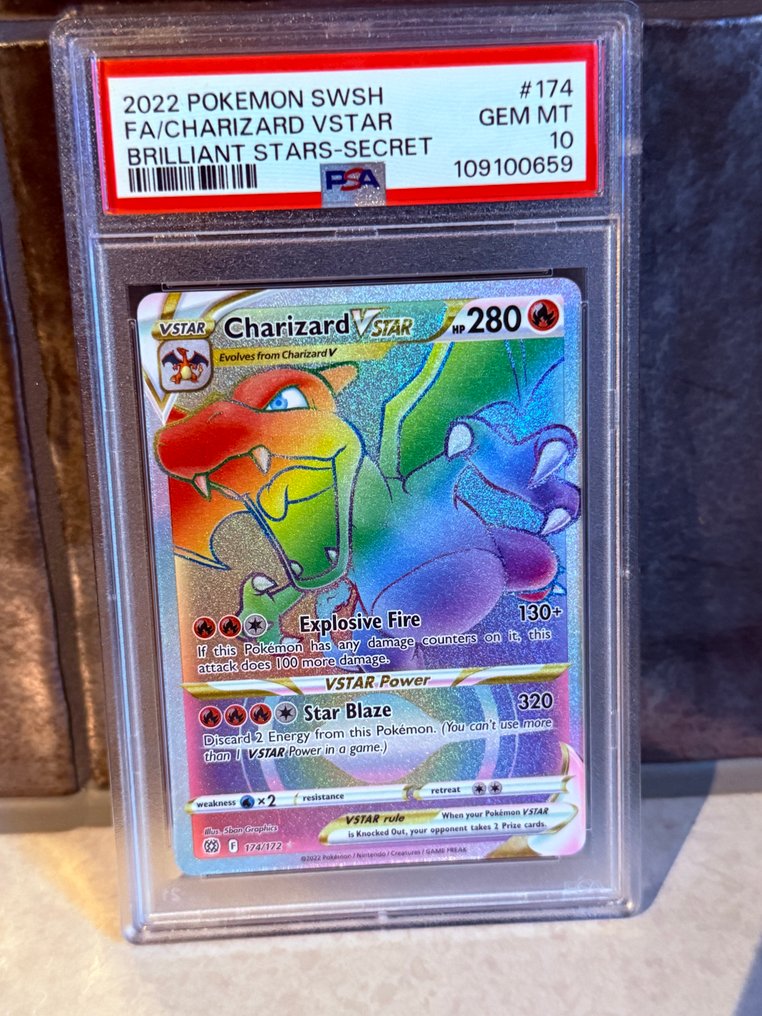Pokémon - 1 Graded card - Charizard 174 压膜, 完整艺术, 秘密稀有 - PSA 10 - Sword & Shield - Brilliant Stars #1.0