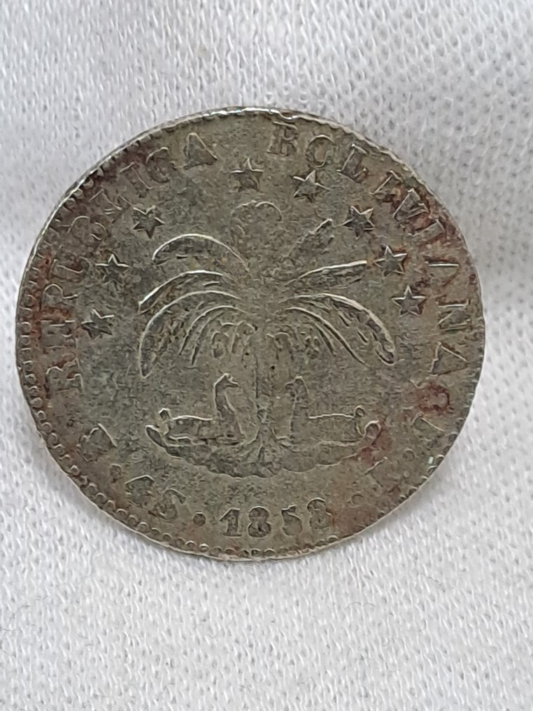 西班牙, 玻利维亚. 2 reales + 4 soles 1721/1858 (2 monete)  (没有保留价) #1.0