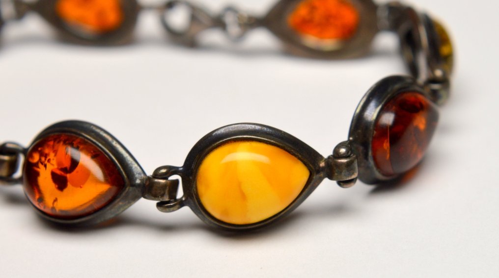 Bernstein - 925 Silber - Armband - Natürlicher Baltischer Bernstein #1.0