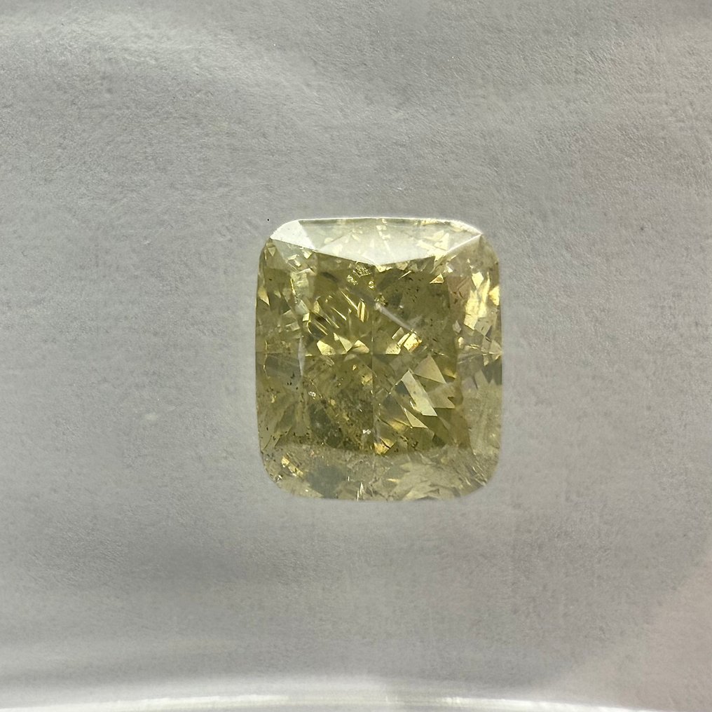 没有保留价 - 1 pcs 钻石  (天然色彩的)  - 1.07 ct - 枕形 - Fancy 黄色 - I1 内含一级 - 国际宝石研究院（IGI） #1.0