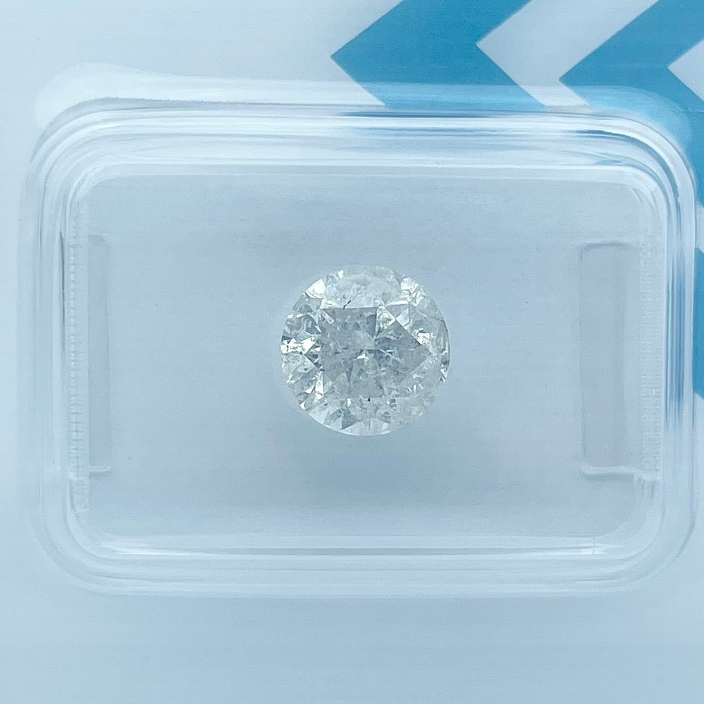 Ingen mindstepris - 1 pcs Diamant (Natur) - 1.55 ct - Rund - K - I2 - International Gemological Institute (IGI) #1.0