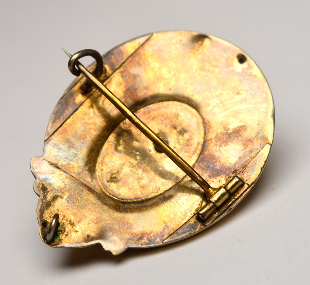 Senza prezzo di riserva - Spilla Oro placcato, argento Onice #4.3