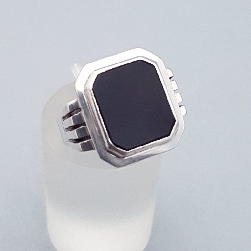 银, Art Deco Zegelring，缟玛瑙 - 戒指 #3.2