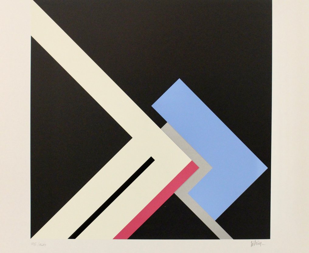 Dexel, Walter (München 1890 - 1973) - "Figuration in weiß mit blauem Haken" #2.1