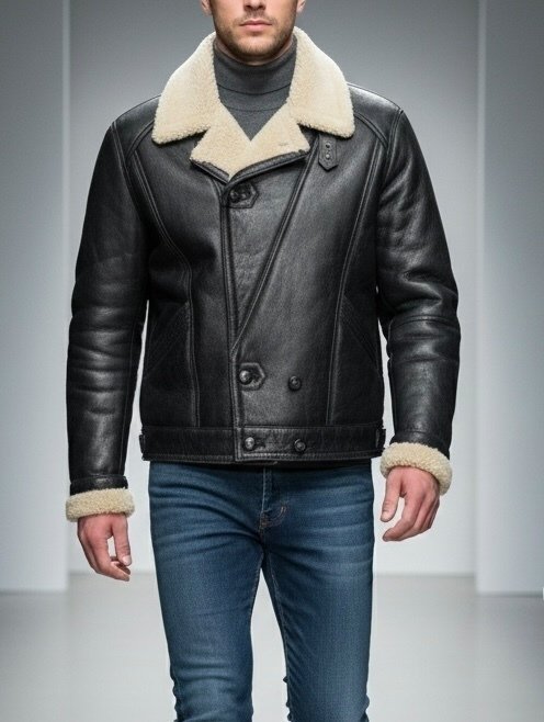 Original SHEARLING 100% Leather PREMIUM Exclusive Bomber Jacket Aviator coat Tg. L  - No reserve - Δερμάτινο μπουφάν #1.0