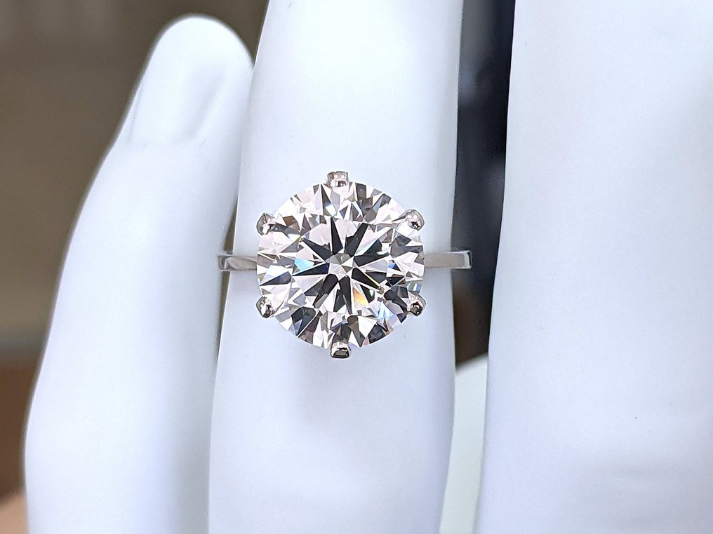 沒有保留價 - 戒指 - 18 克拉 白金 -  6.20ct. tw. 鉆石 (實驗室培育) - E VVS2 IGI 认证 #4.3