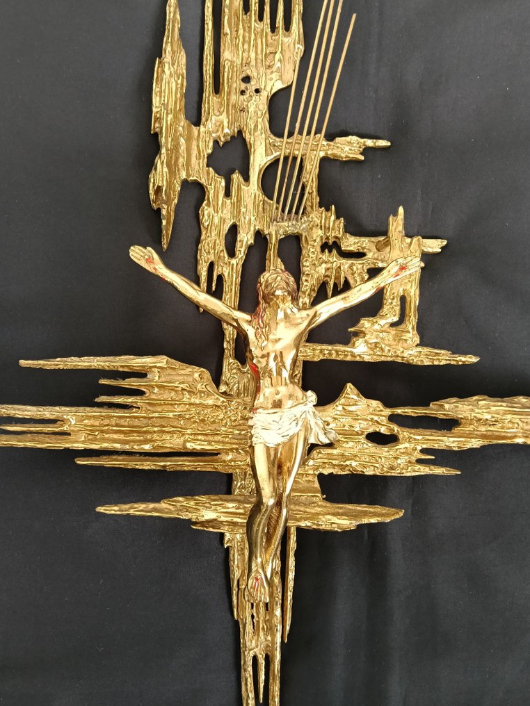Γλυπτό, Cristo enorme de bronce de San Juan de la Cruz - 65.3 cm - Μπρούντζος #1.0